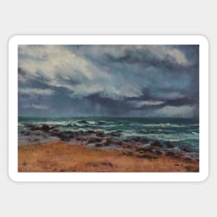 Storm approaching Middle Rock Beach Sticker